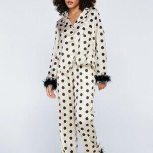 Nasty Gal Women's Polka Dot and Feathers Pajama Set